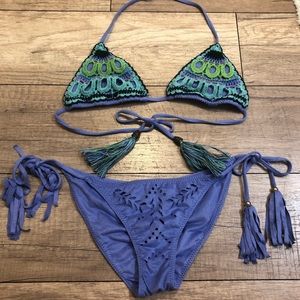 alé fringe suede macrame bikini